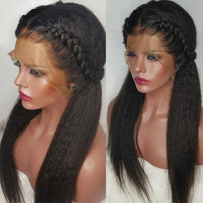 Light Brown Lace Color 13*4 HD Afro Kinky Straight Human Hair Lace Frontal Wigs Vendors