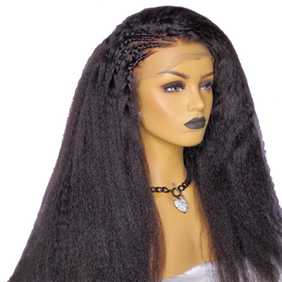 Light Brown Lace Color 13*4 HD Afro Kinky Straight Human Hair Lace Frontal Wigs Vendors