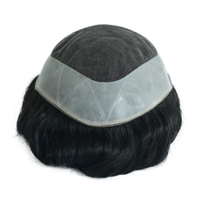 Toupee Density 120% Mens Human Hair Topper Silky Straight OK Style 64 Swiss Lace NPU Bases Replacement System