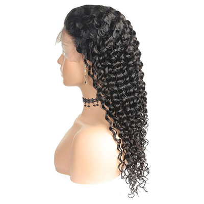 150% 180% Density Curly Deep Wave Frontal Wig with Human Virgin Hair Natural Women
