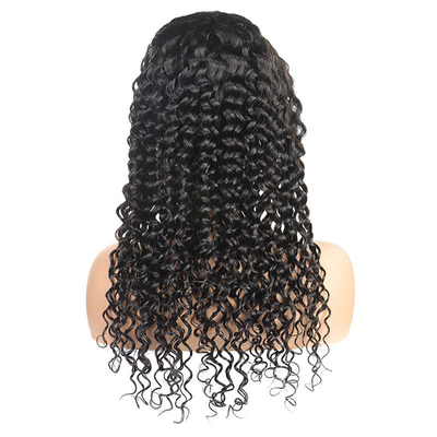 150% 180% Density Curly Deep Wave Frontal Wig with Human Virgin Hair Natural Women