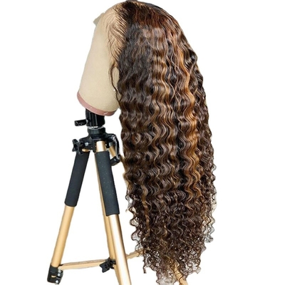 Brazilian Virgin Hair Deep Wave Curly HD Lace Frontal Long Wig with Human Hair Type