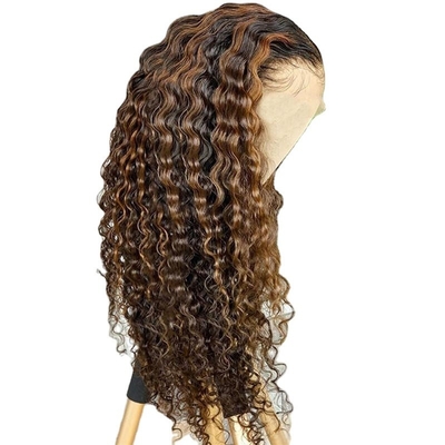 Brazilian Virgin Hair Deep Wave Curly HD Lace Frontal Long Wig with Human Hair Type