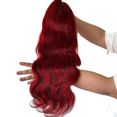 Average Size 100% Human Hair Red Brown Highlight Body Wave HD Lace Wig Raw Hair Vendor