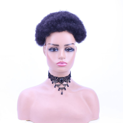 Real Virgin Brazilian Afro Curly Human Hair Topper for Women Half Man Made Technique