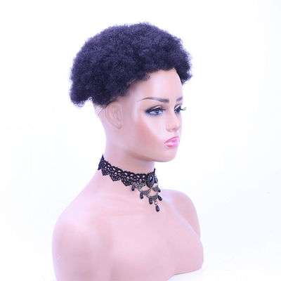 Real Virgin Brazilian Afro Curly Human Hair Topper for Women Half Man Made Technique