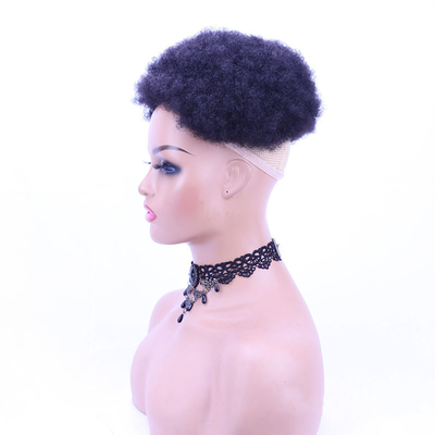 Real Virgin Brazilian Afro Curly Human Hair Topper for Women Half Man Made Technique