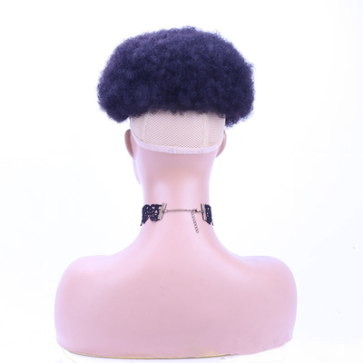 Real Virgin Brazilian Afro Curly Human Hair Topper for Women Half Man Made Technique