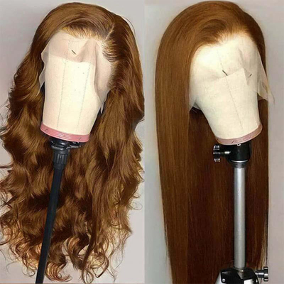 12-34 Inch Raw Indian Real Chestnut Brown Hair Wig HD Transparent Swiss Lace Front Wig
