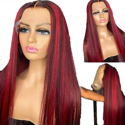 Swiss Lace Base Material 150% 180% 200% Density Original Human Hair Red Lace Front Wigs