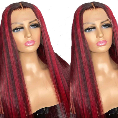 Swiss Lace Base Material 150% 180% 200% Density Original Human Hair Red Lace Front Wigs