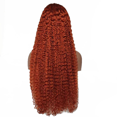 Soft And Shiny Orange Ginger Color Human Kinky Curly Remy Hair Wig With HD Lace Frontal