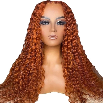 Soft And Shiny Orange Ginger Color Human Kinky Curly Remy Hair Wig With HD Lace Frontal