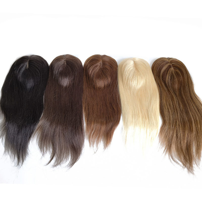 High Density European Free Part Silk Top Base 1B Real Remy Raw Hair Toupee Wig Pieces Toppers for Women
