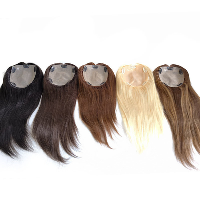 High Density European Free Part Silk Top Base 1B Real Remy Raw Hair Toupee Wig Pieces Toppers for Women