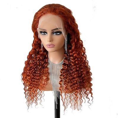 Swiss Lace Base Material Transparent Deep Wave Front Lace Human Hair Wigs for Women