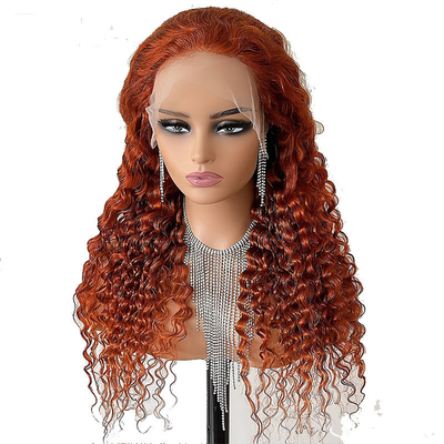 Swiss Lace Base Material Transparent Deep Wave Front Lace Human Hair Wigs for Women