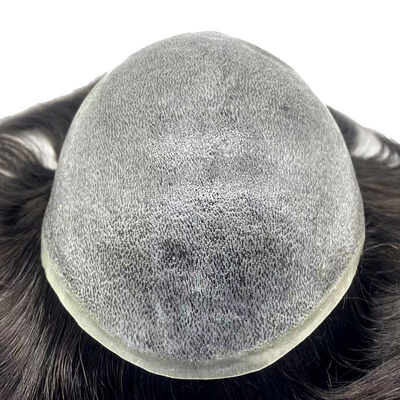 Full Hand Tied Human Hair Topper 6inches Length Super Thin Skin Base PU Toupees for Men