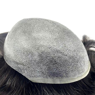Full Hand Tied Human Hair Topper 6inches Length Super Thin Skin Base PU Toupees for Men