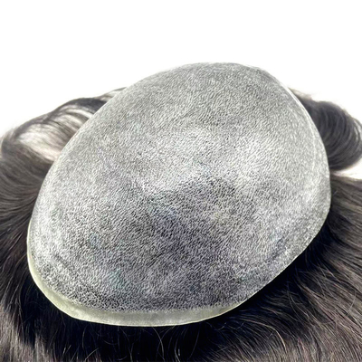 Full Hand Tied Human Hair Topper 6inches Length Super Thin Skin Base PU Toupees for Men