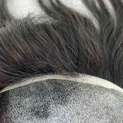 Full Hand Tied Human Hair Topper 6inches Length Super Thin Skin Base PU Toupees for Men