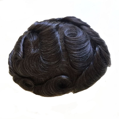 Natural Human Hair Men's Toupee with Full Lace Base and European Virgin Hair Toppers