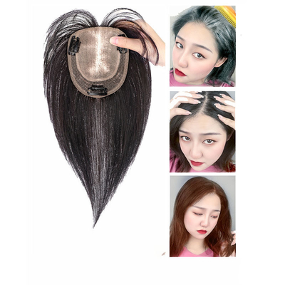 110% Density Silk Base Toupee with Bangs Brazilian Wedding Bridal Hair Accessory