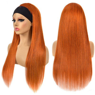 Ginger Color Headband Wigs for Black Women Fast Shipping Bone Straight Human Hair