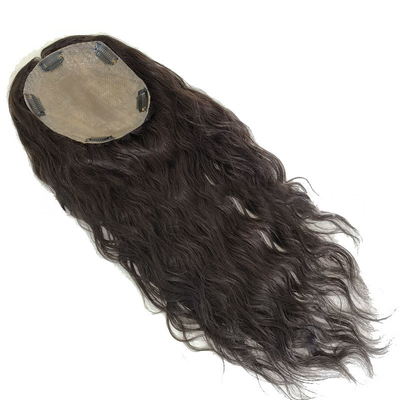 Top Human Hair Ladies Dark Brown Long Wavy Curly Silk Top Clip In Hair Toppers for Women