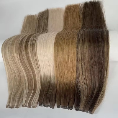 Double Drawn 100% Human Hair Genius Weft Trend Russian Thin Invisible Hair Extensions