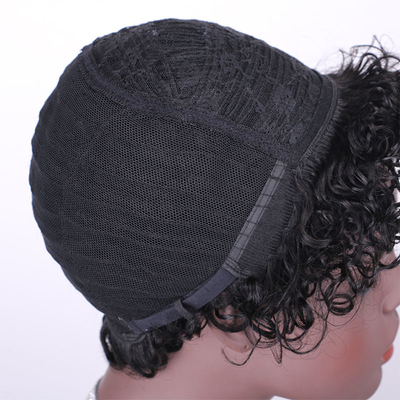 Swiss Lace Base Material Straight Pixie Cut Full Machine Wig Made with 100% Human Hair
