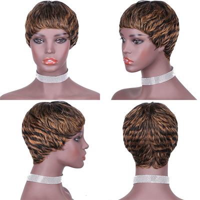 Swiss Lace Base Material Straight Pixie Cut Full Machine Wig Made with 100% Human Hair
