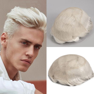 Right Toupee Design Russian Hand Tied Full Scalp HD Lace Human Hair System Wig Virgin Hair