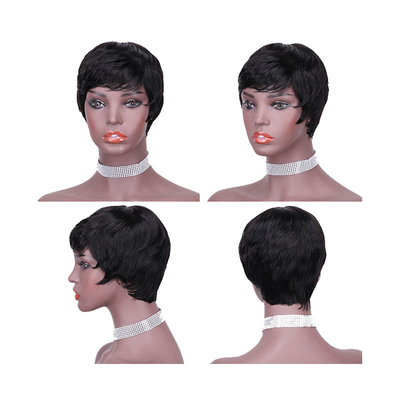Custom Logo Raw Natural Short Pixie Cut Human Hair Wig for and Natural Look 250g-450g