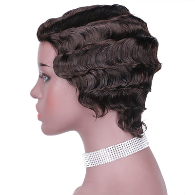 6 inch Water Wave Pixie Cut Short Human Hair Wigs with 180% Density and 250g-450g