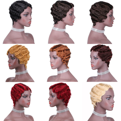 6 inch Water Wave Pixie Cut Short Human Hair Wigs with 180% Density and 250g-450g