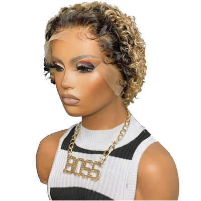 6 inch Water Wave Pixie Cut Short Human Hair Wigs with 180% Density and 250g-450g