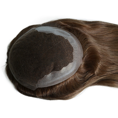 20 Inch Light Brown Highlights Human Remy Hair Toppers Brazilian Hair Toupee Lace PU Base