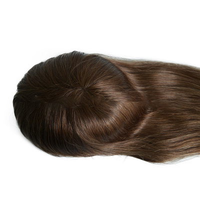 20 Inch Light Brown Highlights Human Remy Hair Toppers Brazilian Hair Toupee Lace PU Base
