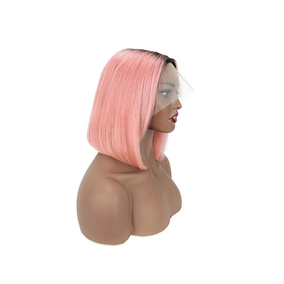 100% Human Hair Ombre Grey Short Bob Cut Pre Plucked HD Lace Front Wigs 250% Density