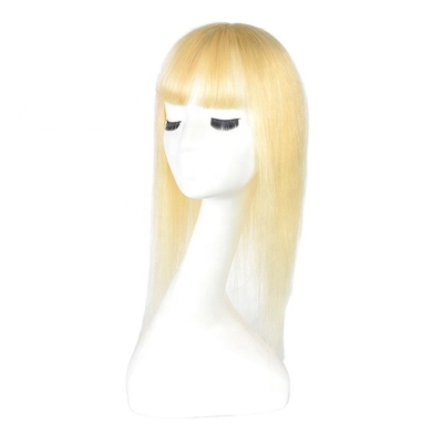 Top Human Hair Crystal Bride Long Silk Base Blonde Toupee for Wedding Women Fringe Clip