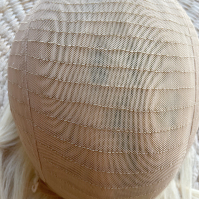 6x6 Handtied Topper Free Part Silk Top Base Platinum Blonde Clip in Toupee for Custom Made