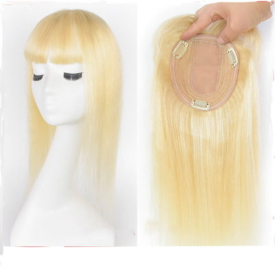 6x6 Handtied Topper Free Part Silk Top Base Platinum Blonde Clip in Toupee for Custom Made