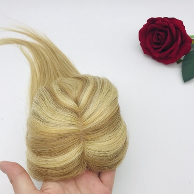 0.2KG Natural Blonde Hand Tied Weft Virgin Human Hair Topper for Women Brazilian Hair