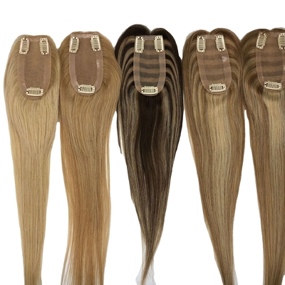 0.2KG Natural Blonde Hand Tied Weft Virgin Human Hair Topper for Women Brazilian Hair
