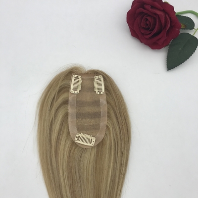 0.2KG Natural Blonde Hand Tied Weft Virgin Human Hair Topper for Women Brazilian Hair