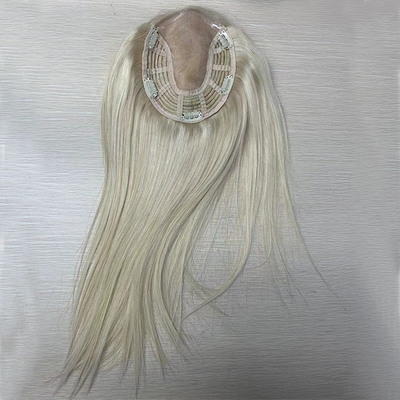 0.2KG Natural Blonde Hand Tied Weft Virgin Human Hair Topper for Women Brazilian Hair