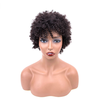 Soft Texture Pixie Cut Wig Natural Remy Human Hair Short Curly Pre Plucked with Bangs