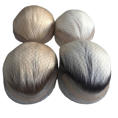 Remy Hair Hand Tied Natural Ombre Salt And Pepper Gray Human Hair Pieces Toupee for Men