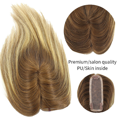 Ladies European Rooted Ombre Hairpiece Human Hair Toppers Clip In Toupee for Woman